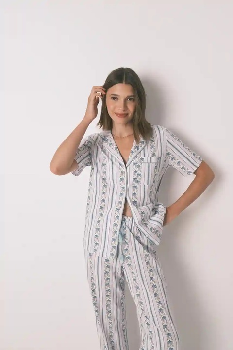 women'secret piżama bawełniana kolor turkusowy bawełniana 4852097 - zdjęcie produktu nr 2