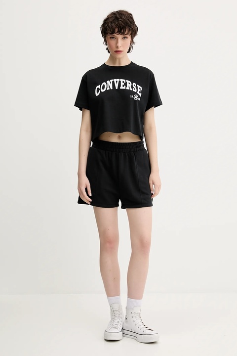 Converse t-shirt bawełniany damski kolor czarny 10026367-A02 - zdjęcie produktu nr 2