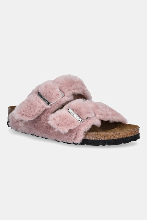 Birkenstock kapcie wełniane Arizona Shearling Upper kolor różowy 1030274 - zdjęcie produktu nr 1