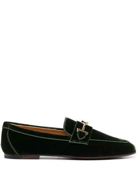 Tod's logo-detail velvet loafers - Green - zdjęcie produktu nr 1