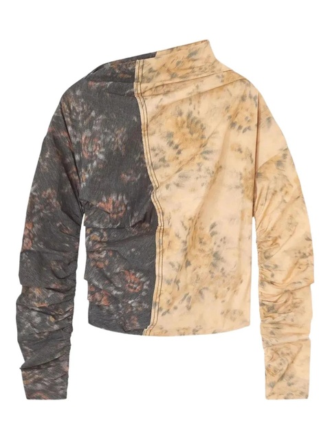 GANNI printed ruched top - Neutrals - zdjęcie produktu nr 1