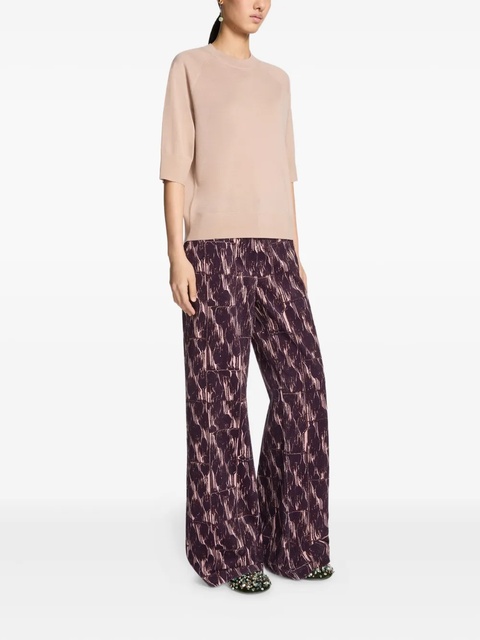 DRIES VAN NOTEN abstract-print cotton trousers - Red - zdjęcie produktu nr 2