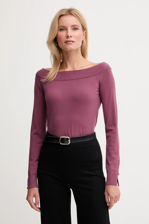 United Colors of Benetton sweter damski kolor fioletowy lekki 1W2AD10E0 - zdjęcie produktu nr 1