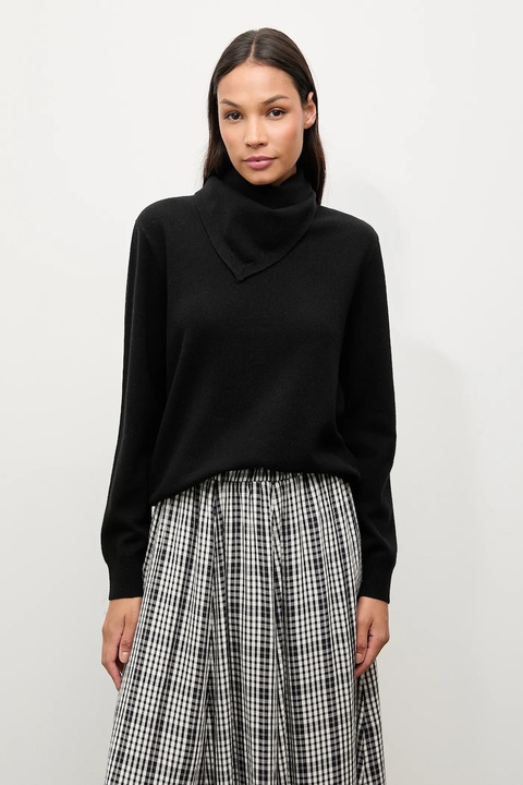 Answear.LAB sweter z wełny merino z apaszką damski kolor czarny lekki - zdjęcie produktu nr 1