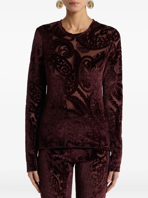 ETRO paisley-jacquard velvet top - Brown - zdjęcie produktu nr 2