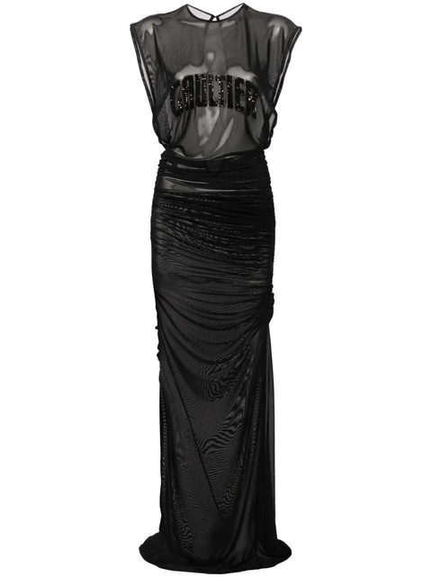 Jean Paul Gaultier logo-embroidered mesh maxi dress - Black - zdjęcie produktu nr 1