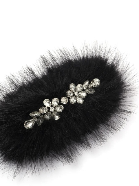 Simone Rocha faux-fur crystal embellishment hair clip - Black - zdjęcie produktu nr 2