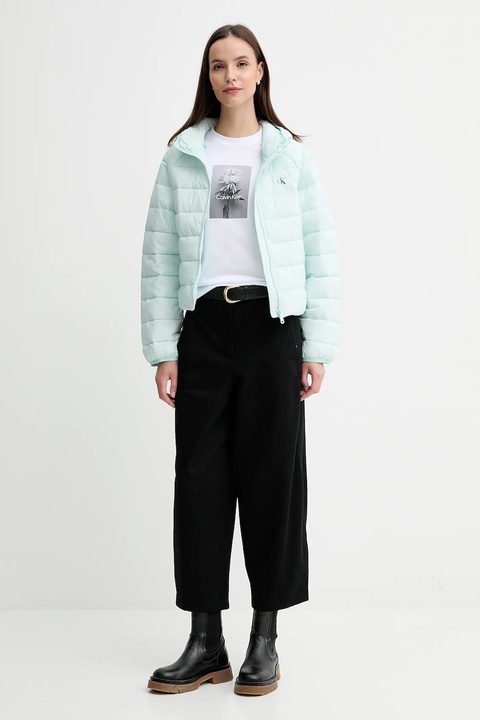 Calvin Klein Jeans kurtka kolor turkusowy przejściowa LV047C510G - zdjęcie produktu nr 2