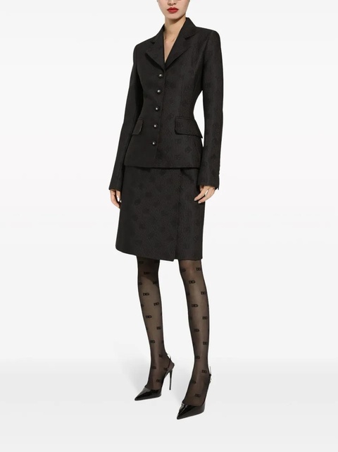 Dolce & Gabbana monogram-jacquard straight midi skirt - Black - zdjęcie produktu nr 2