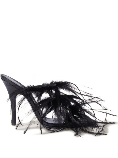 The Attico 105mm feather-embellished stiletto sandals - 100 BLACK - zdjęcie produktu nr 1