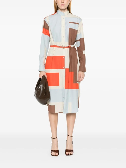 FENDI FF Puzzle-print cotton shirt dress - Neutrals - zdjęcie produktu nr 2