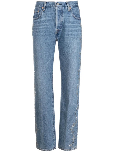 Anna Sui eyelet-embellished cotton tapered jeans - Blue - zdjęcie produktu nr 1
