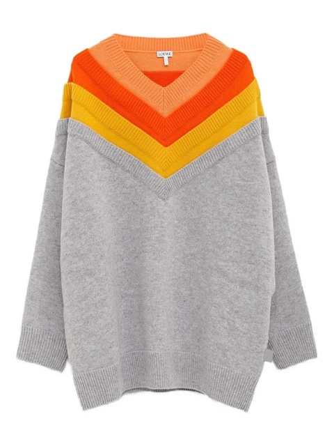 LOEWE V-neck colour-block sweater - Grey - zdjęcie produktu nr 1