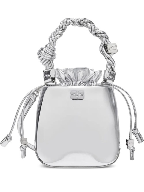 GANNI mini Bou twisted-handle bucket bag - Silver - zdjęcie produktu nr 1