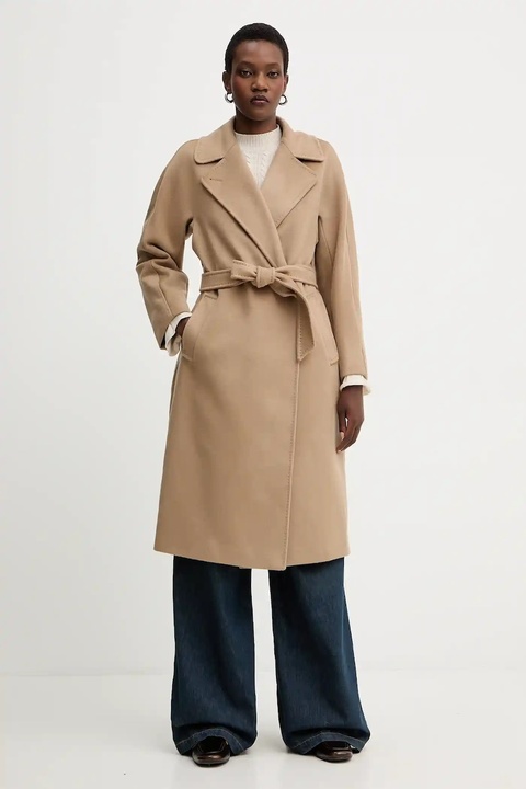 Weekend Max Mara płaszcz wełniany RESINA kolor zielony 2525016102600 - zdjęcie produktu nr 2