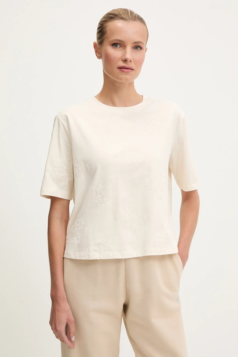 Guess t-shirt bawełniany PEONY damski kolor beżowy V5YI10 I3Z14 - zdjęcie produktu nr 1