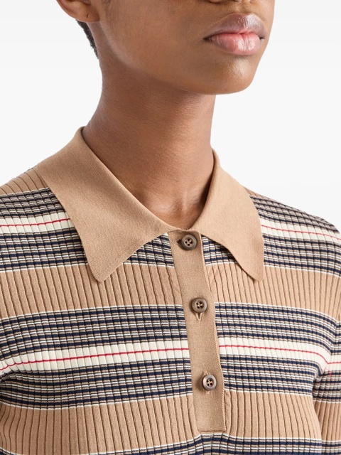 Prada cotton ribbed polo shirt - Neutrals - zdjęcie produktu nr 2