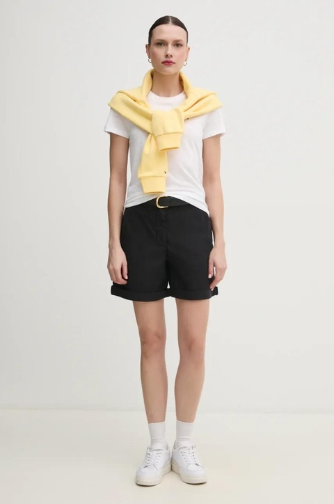Tommy Hilfiger szorty damskie kolor czarny gładkie high waist WW0WW42457 - zdjęcie produktu nr 2