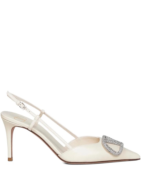 Valentino Garavani 80mm V-logo signature crystal-embellished slingback pumps - White - zdjęcie produktu nr 2