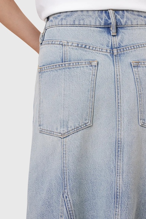 AllSaints spódnica jeansowa ALMA kolor niebieski maxi rozkloszowana W068RC - zdjęcie produktu nr 2