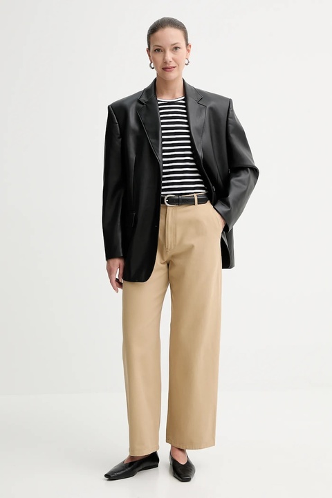 Filippa K spodnie bawełniane damskie kolor zielony proste high waist 31422.FK - zdjęcie produktu nr 1
