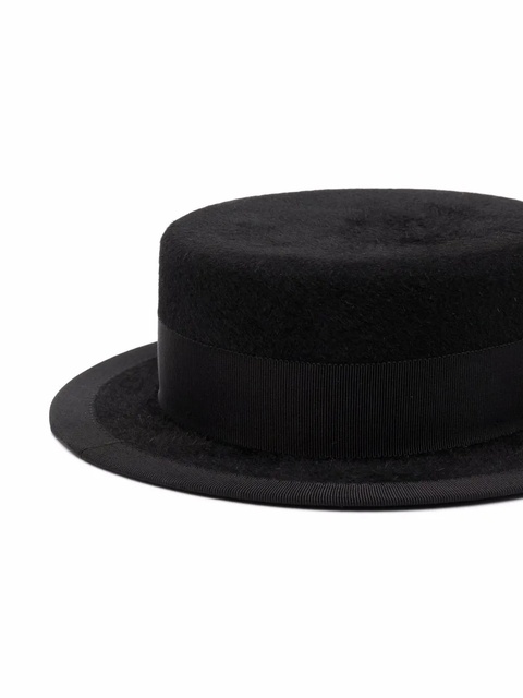 Ruslan Baginskiy Canotier pierced felted hat - Black - zdjęcie produktu nr 1