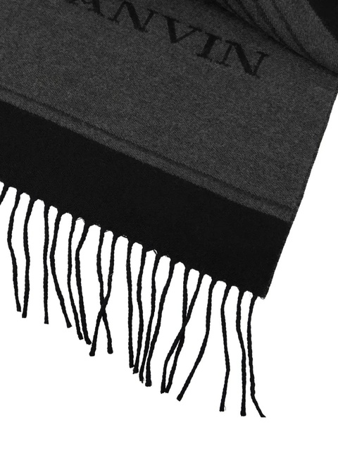 Lanvin logo fringed scarf - Grey - zdjęcie produktu nr 2