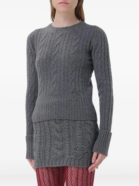 Blumarine cable-stitch crew-neck sweater - Grey - zdjęcie produktu nr 1