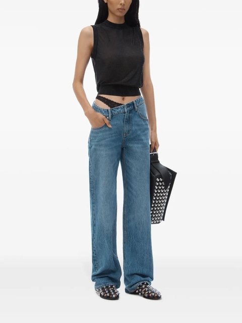 Alexander Wang asymmetrical waistband lace jeans - Blue - zdjęcie produktu nr 2