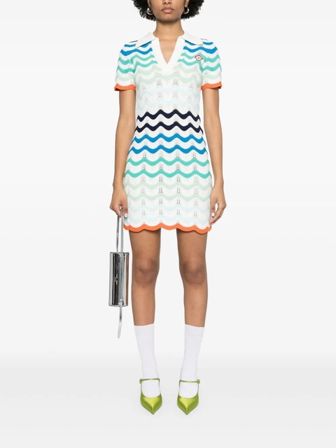 Casablanca wavy-crochet mini dress - White - zdjęcie produktu nr 1