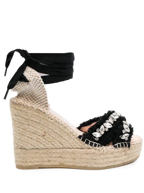 Manebi 110mm crystal-embellished wedge espadrilles - Black - zdjęcie produktu nr 1