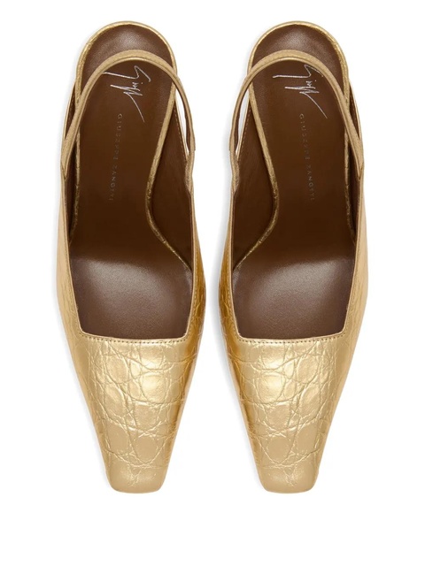 Giuseppe Zanotti 90mm Brendha crocodile-print square-toe - Gold - zdjęcie produktu nr 2