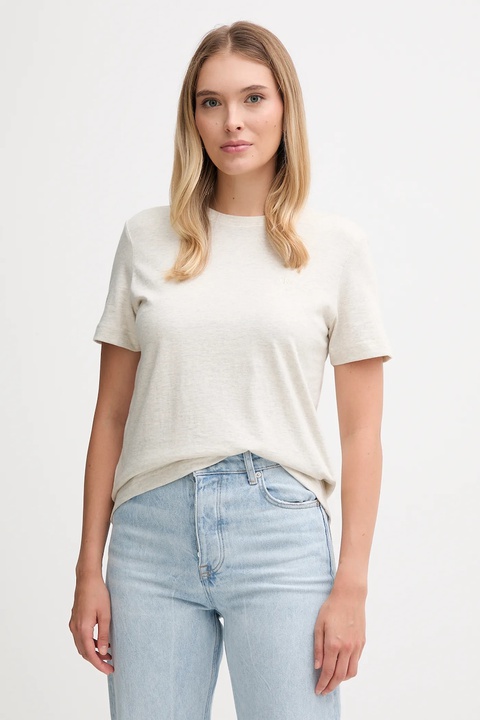 Calvin Klein Jeans t-shirt bawełniany damski kolor beżowy LV047B224G - zdjęcie produktu nr 1