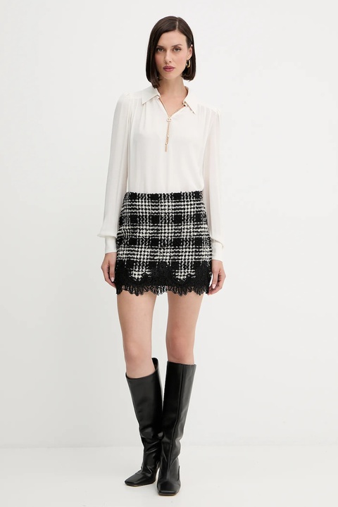 Twinset spódnica z wełną kolor czarny mini rozkloszowana 252TT2112 - zdjęcie produktu nr 1