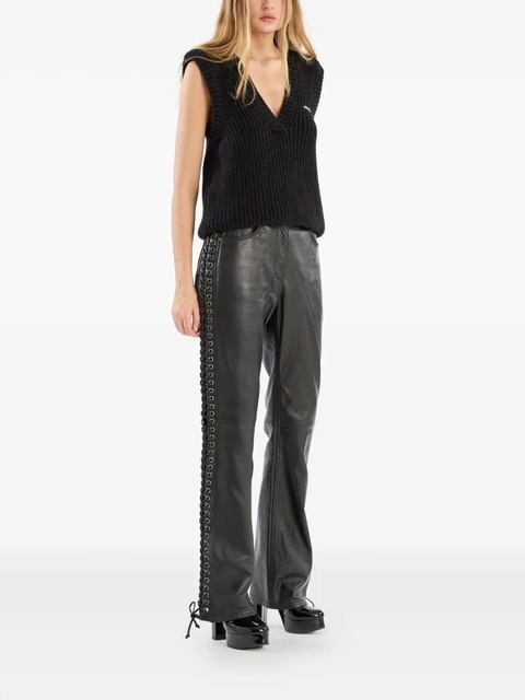 ROTATE BIRGER CHRISTENSEN laced leather trousers - Black - zdjęcie produktu nr 1