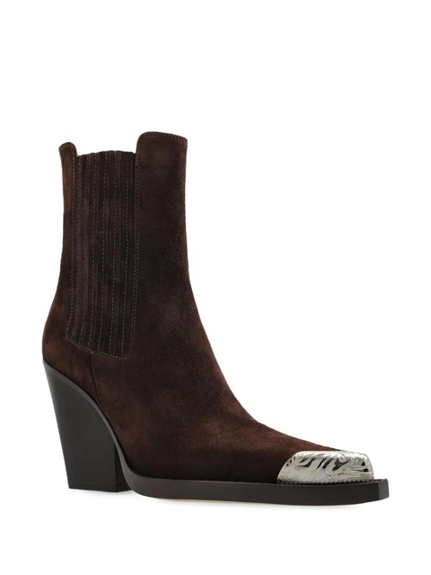Paris Texas 100mm Dallas metallic-toe suede boots - Brown - zdjęcie produktu nr 2