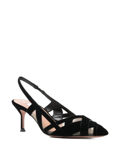 Aquazzura Wrap Me Up woven slingback 65 pumps - Black - zdjęcie produktu nr 2