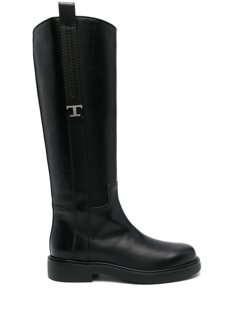 Tod's logo-plaque knee boots - Black - zdjęcie produktu nr 1