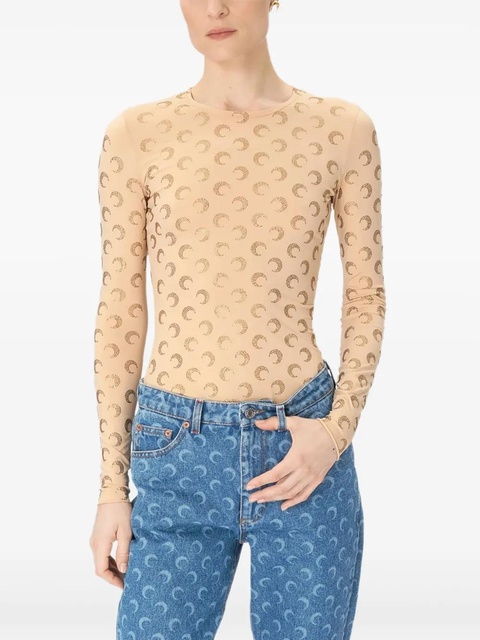Marine Serre Moon-pattern jersey top - Neutrals - zdjęcie produktu nr 1