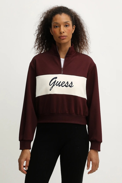 Guess bluza FABIA damska kolor bordowy z aplikacją V5BQ00 KCX22 - zdjęcie produktu nr 2