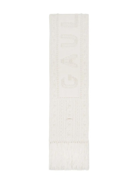 Jean Paul Gaultier Je T'aime aran-knitted fringed scarf - White - zdjęcie produktu nr 1
