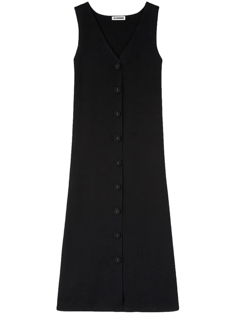 Jil Sander V-neck knitted midi dress - Black - zdjęcie produktu nr 1