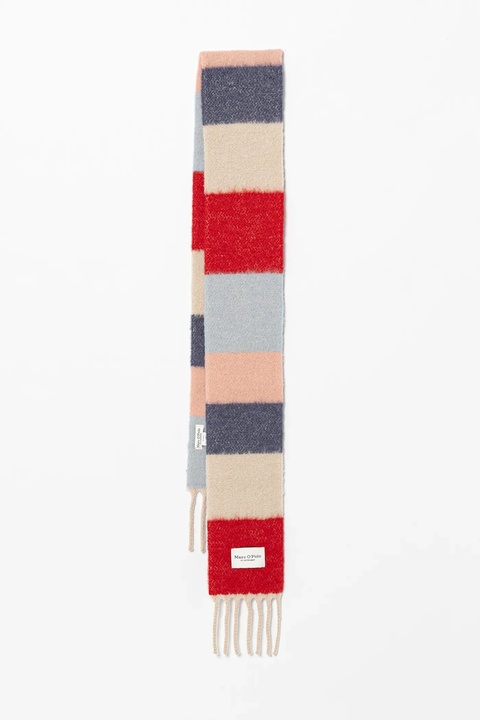 Marc O'Polo szalik z dodatkiem wełny damski kolor beżowy wzorzysty 600803002053 - zdjęcie produktu nr 1