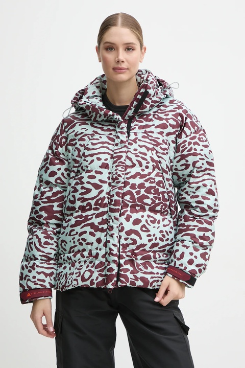 adidas by Stella McCartney kurtka damska kolor turkusowy zimowa oversize IW3844 - zdjęcie produktu nr 1