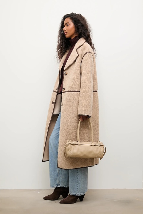 Answear.LAB płaszcz kolor beżowy - zdjęcie produktu nr 1