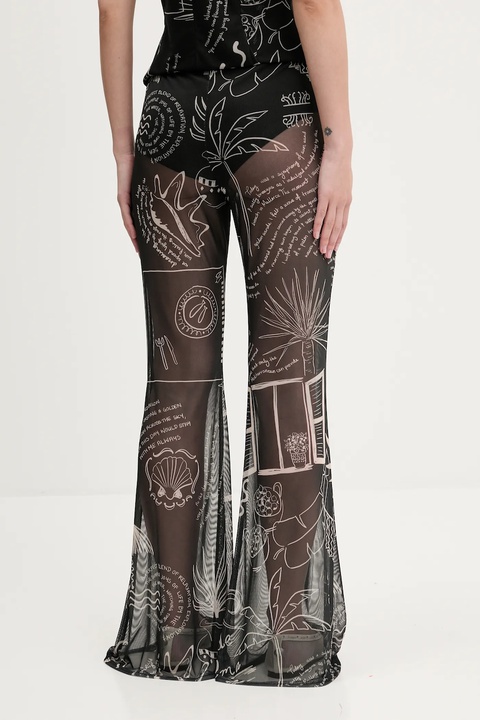 Never Fully Dressed spodnie damskie kolor czarny dzwony high waist NFDTR482 - zdjęcie produktu nr 2