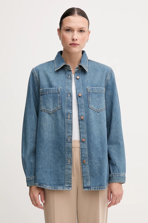 United Colors of Benetton koszula jeansowa damska kolor niebieski relaxed z kołnierzykiem klasycznym 5WDMDQ0C5 - zdjęcie produktu nr 1