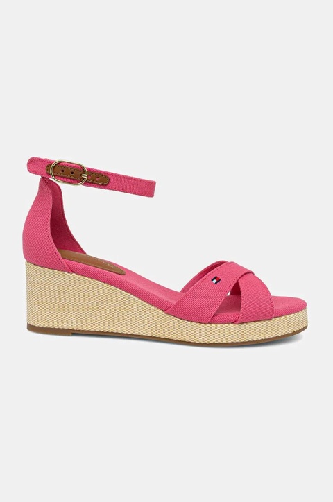 Tommy Hilfiger sandały FLAG CRISS-CROS MID WEDGE ESPAD kolor różowy FW0FW08481 - zdjęcie produktu nr 2