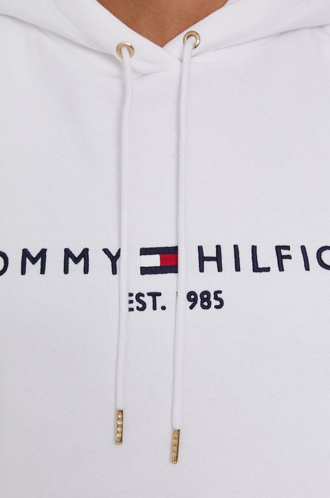 Tommy Hilfiger Bluza damska kolor biały z kapturem z aplikacją WW0WW31998 - zdjęcie produktu nr 2