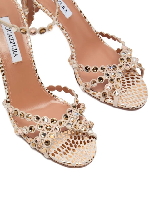 Aquazzura 85mm Tequila scalloped embellished sandal - Neutrals - zdjęcie produktu nr 1